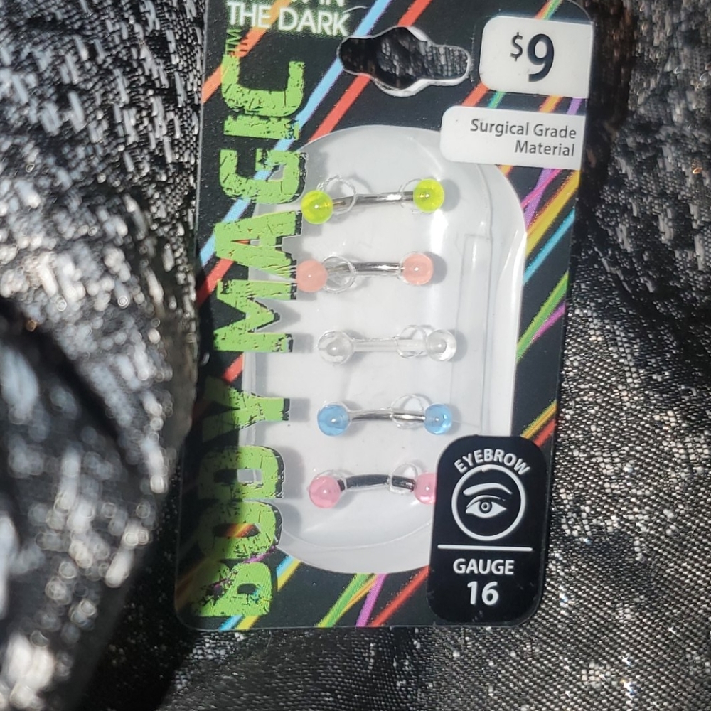 Glow in the dark eyebrow rings